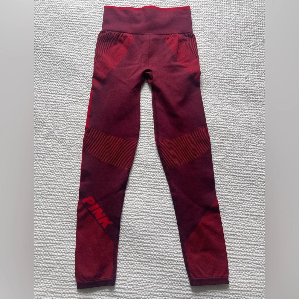 Victorias Secret Pink Cool and Comfy Leggings Red Maroon Workout Yoga Athleisure
